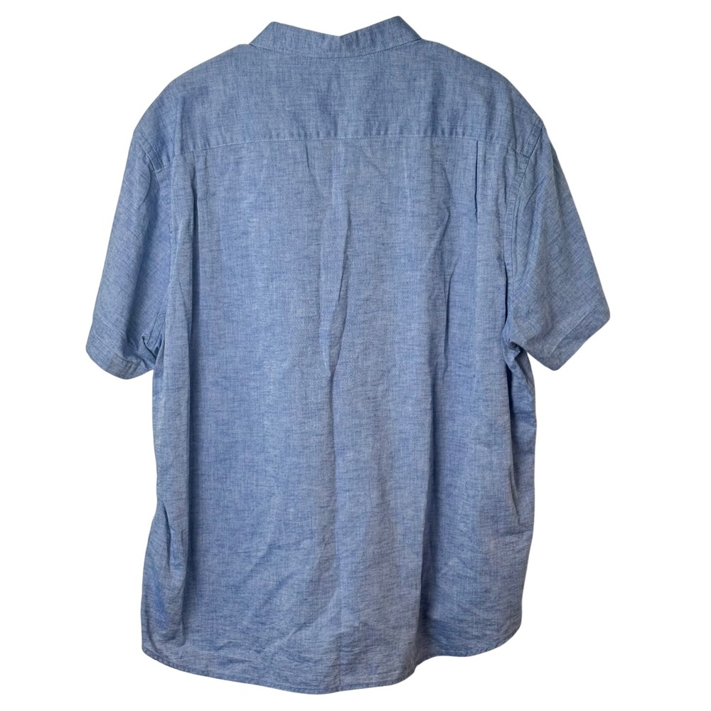 Ash & Erie Button Down Shirt Men XXL Blue Cotton Linen Short Sleeve Standard - Picture 6 of 6